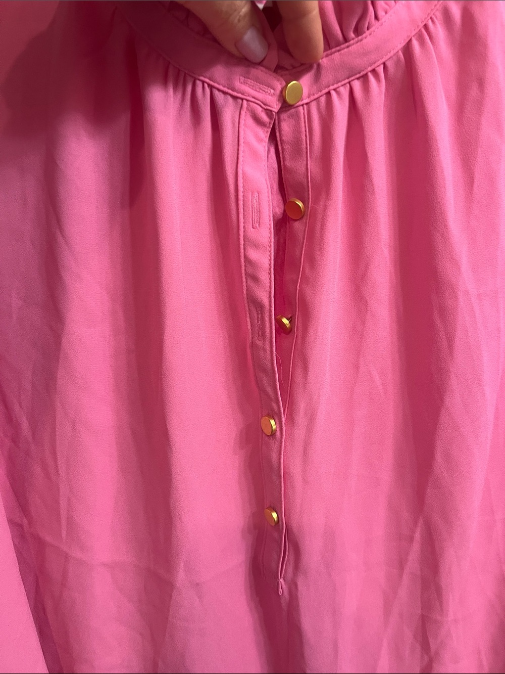 LOFT Pink Ruffle Neck Sleeveless Shell - Picture 3 of 14